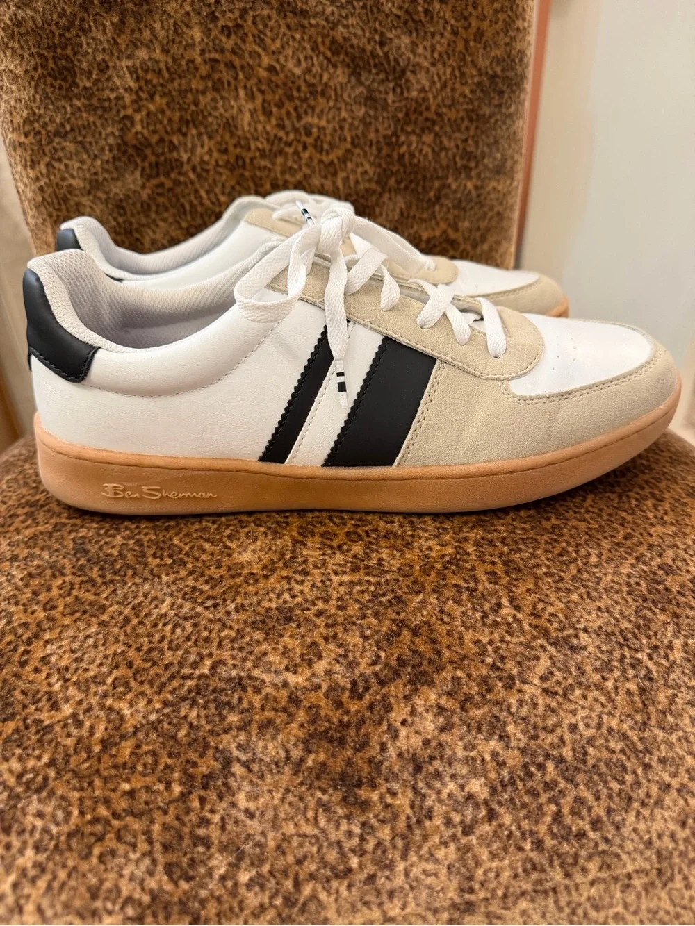 Ben Sherman White, Black & Tan Low-Top Sneakers